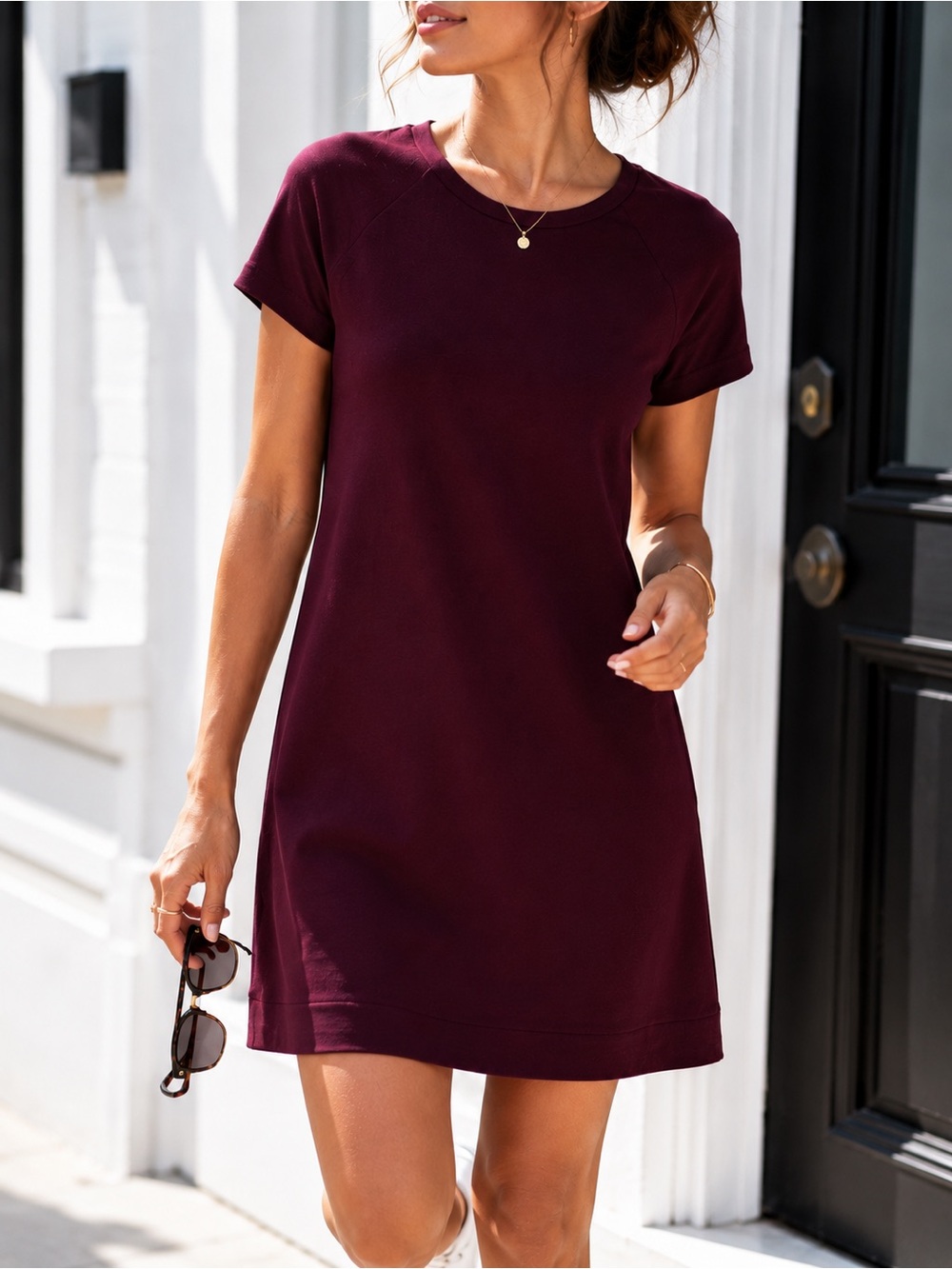 Nordstrom WAYF Burgundy Shift Dress Minimalist Chic Small